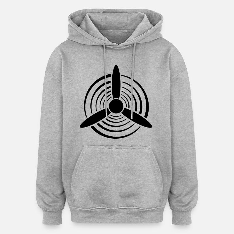 Hélice graphique couleur unie - Sweat à capuche oversize unisexe - gris chiné