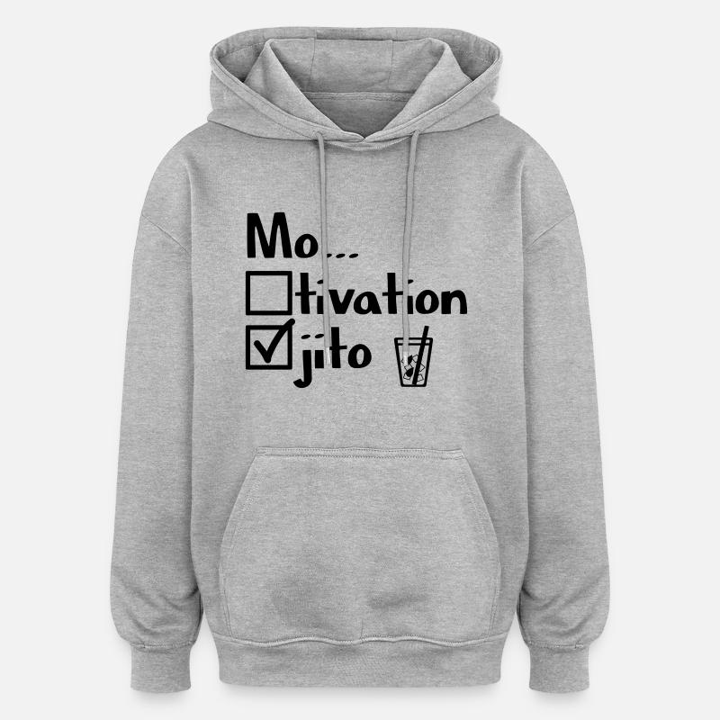 Motivation oder Mojito? - Oversized Unisex Hoodie - Grau meliert
