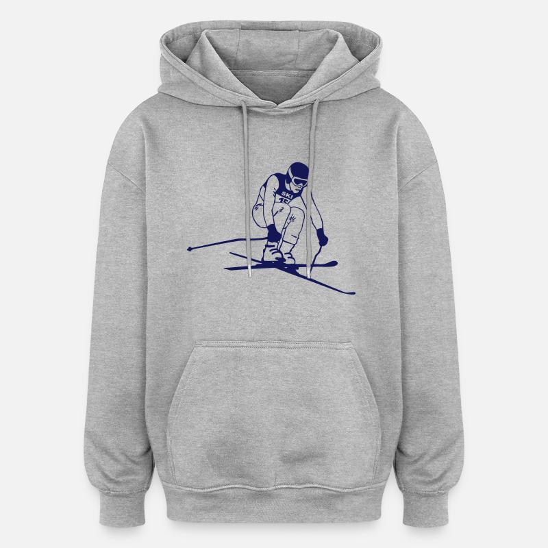 ski - alpine - apres - abfahrt - Sweat à capuche oversize unisexe - gris chiné