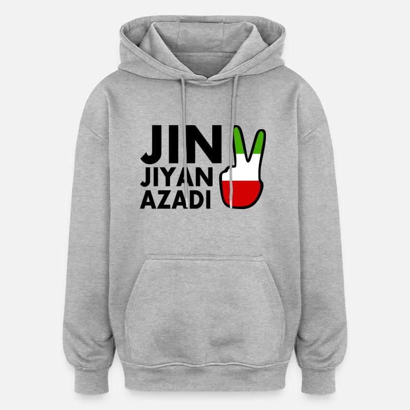 jin jiyan azadi - Sweat à capuche oversize unisexe - gris chiné
