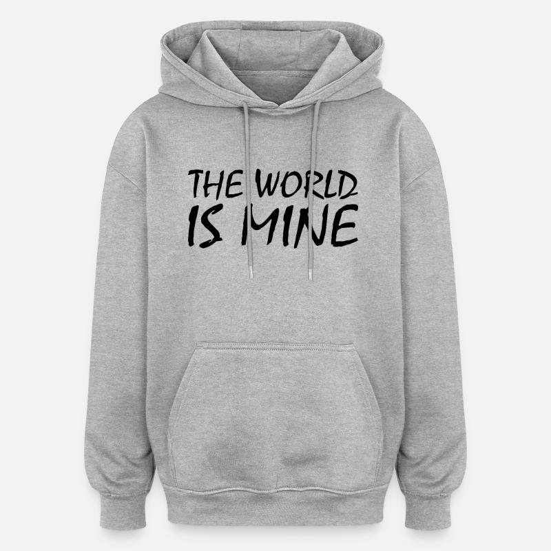 LE MONDE EST À MOI - Sweat à capuche oversize unisexe - gris chiné