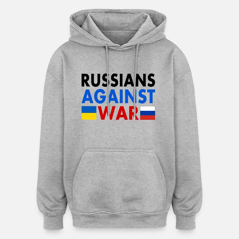 russians against war - Sweat à capuche oversize unisexe - gris chiné