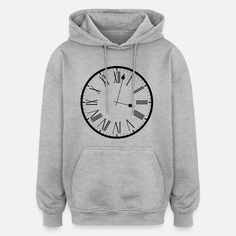 clock Uhr analog - Oversized Unisex Hoodie - Grau meliert
