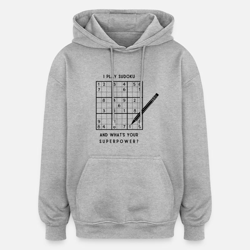Sudoku - Sweat à capuche oversize unisexe - gris chiné