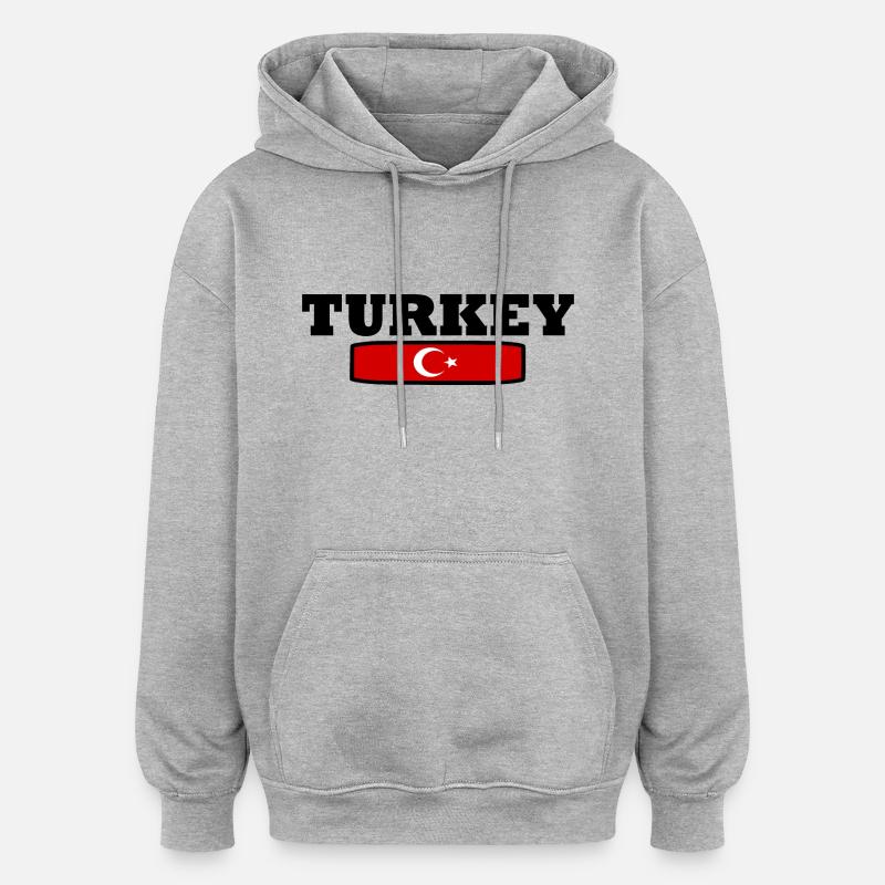 Turquie - Sweat à capuche oversize unisexe - gris chiné