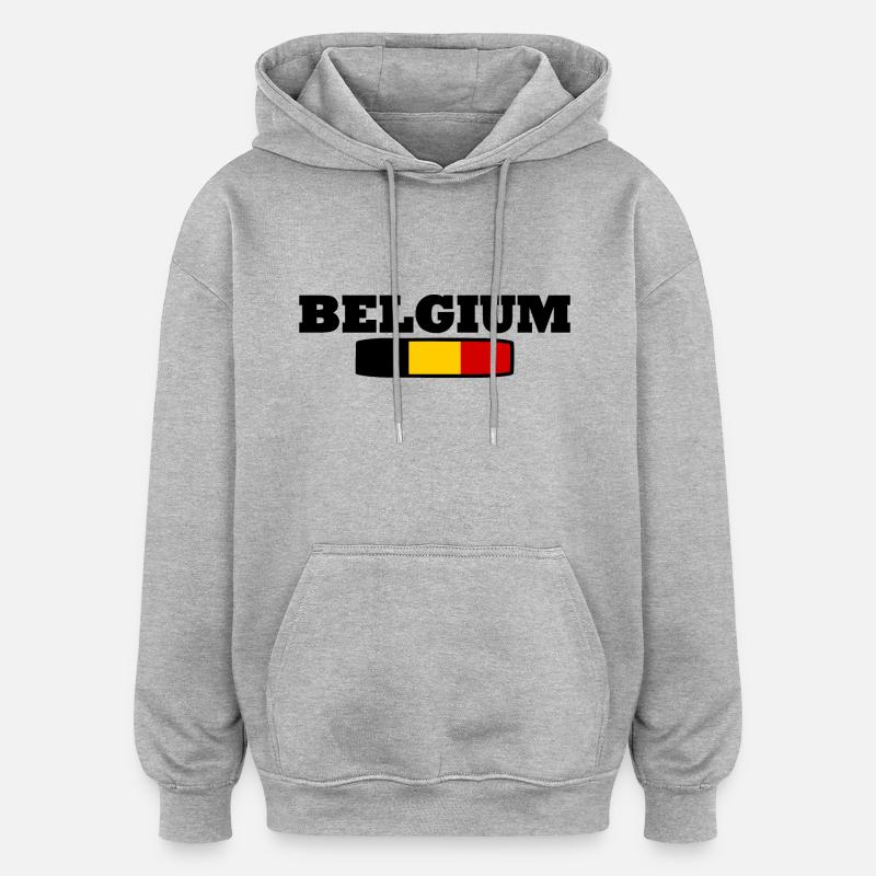 Belgique - Sweat à capuche oversize unisexe - gris chiné