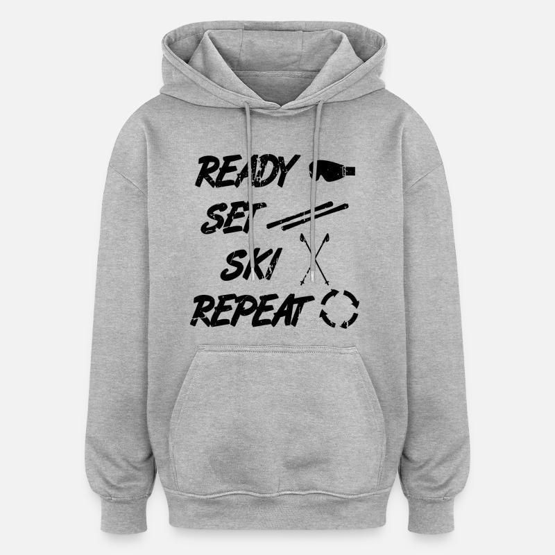 Drôle de dicton de skieur - Sweat à capuche oversize unisexe - gris chiné