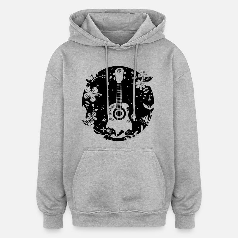 Ukulélé Style BD - Sweat à capuche oversize unisexe - gris chiné