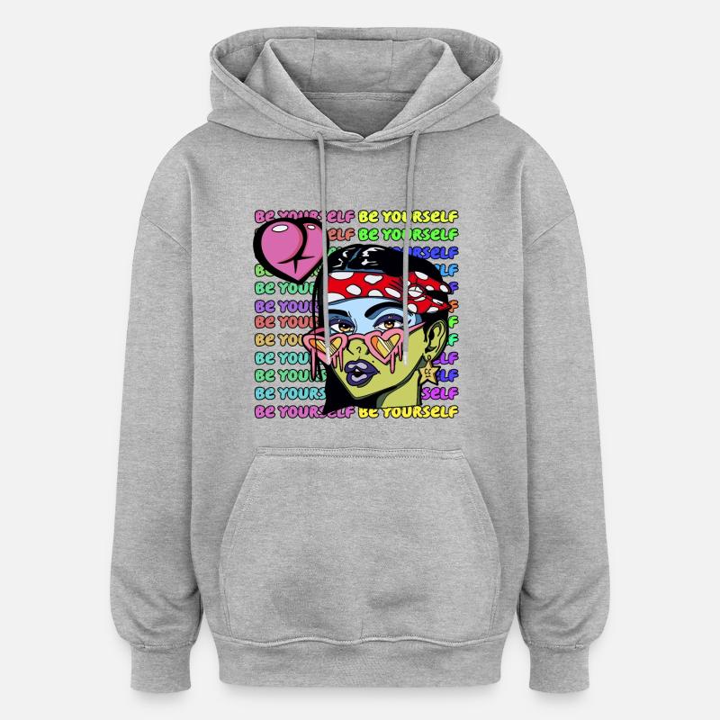 Soyez vous-même - Sweat à capuche oversize unisexe - gris chiné