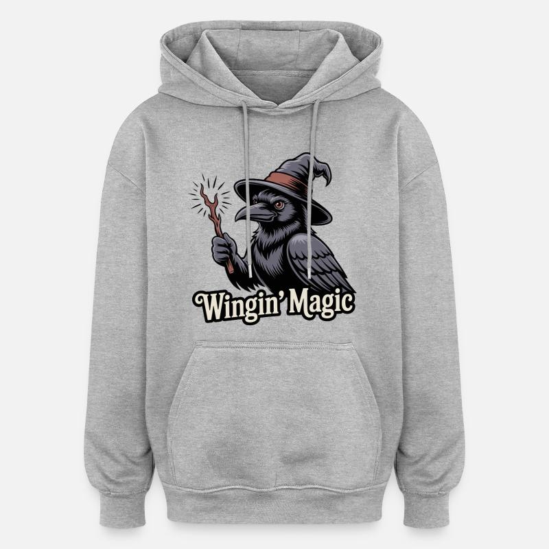 Wingin' Magic Raven - Oversized Unisex Hoodie - Grau meliert