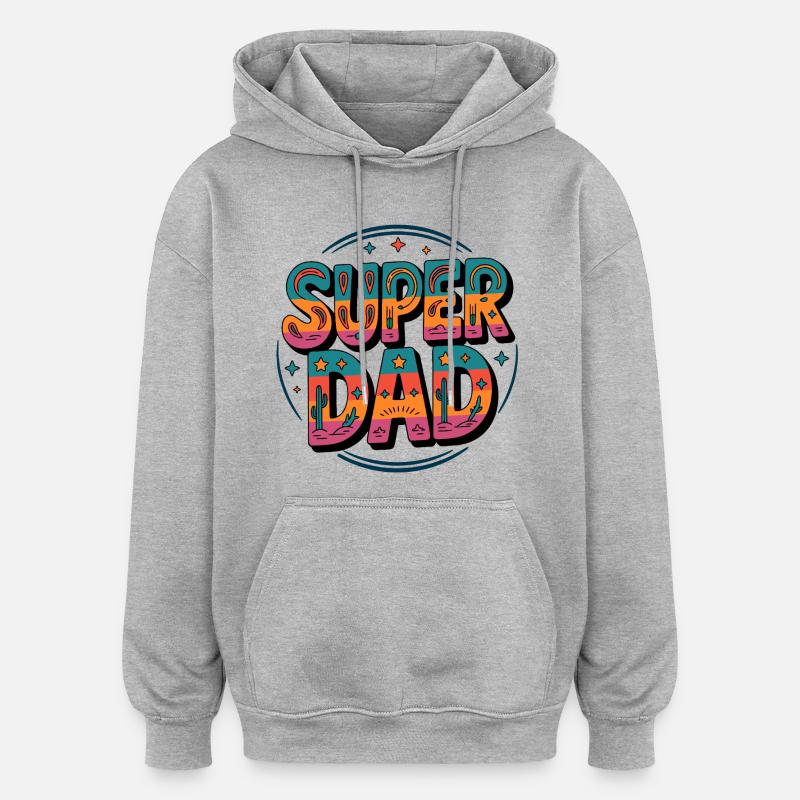Super Papa Super Dad - Sweat à capuche oversize unisexe - gris chiné