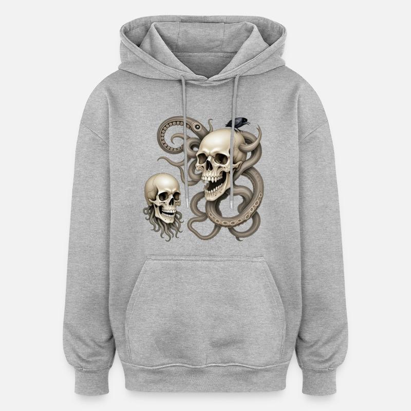 SKULL #1 - dark hell - Sweat à capuche oversize unisexe - gris chiné