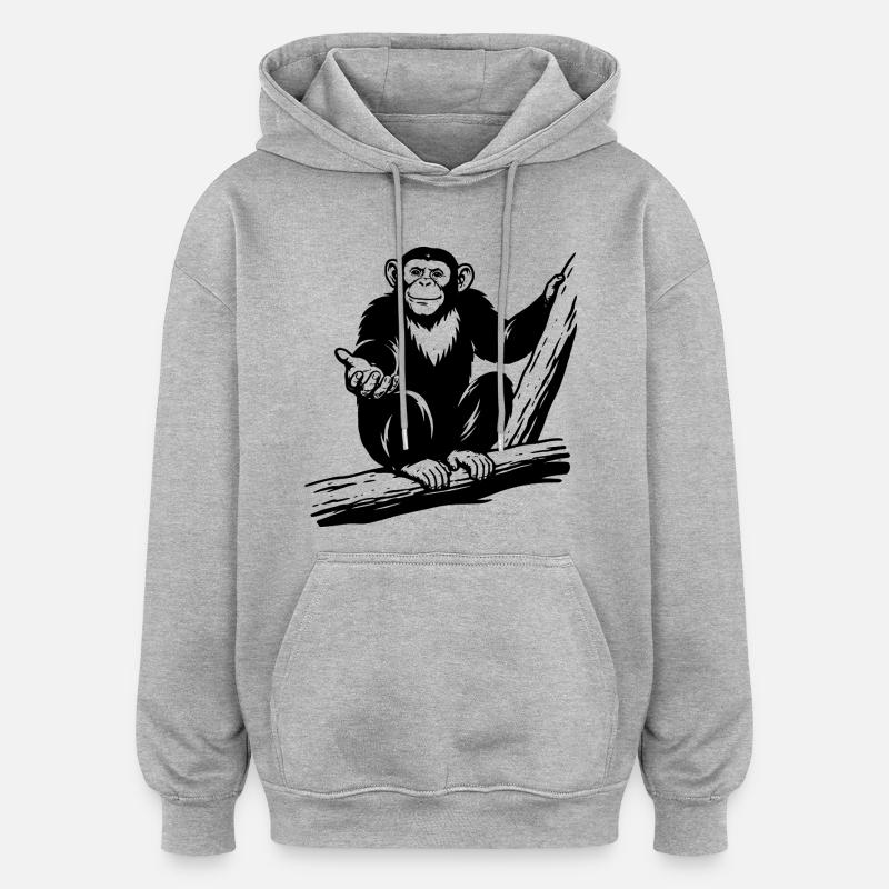 Chimpanzé - Sweat à capuche oversize unisexe - gris chiné