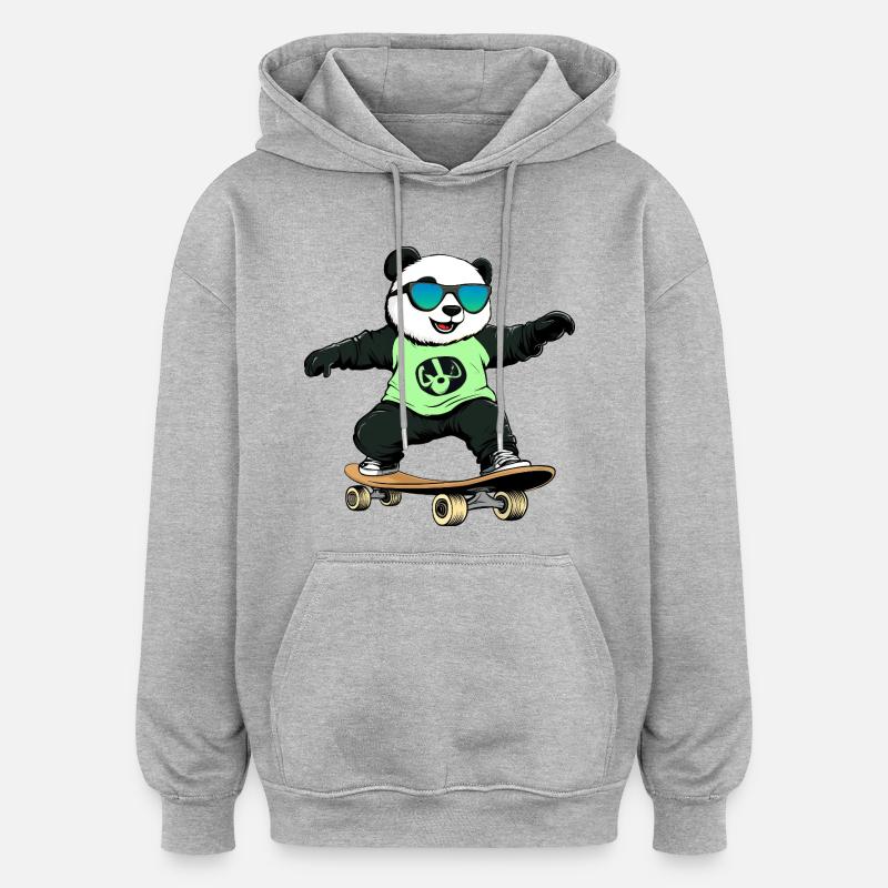 Panda Skateboard - Sweat à capuche oversize unisexe - gris chiné
