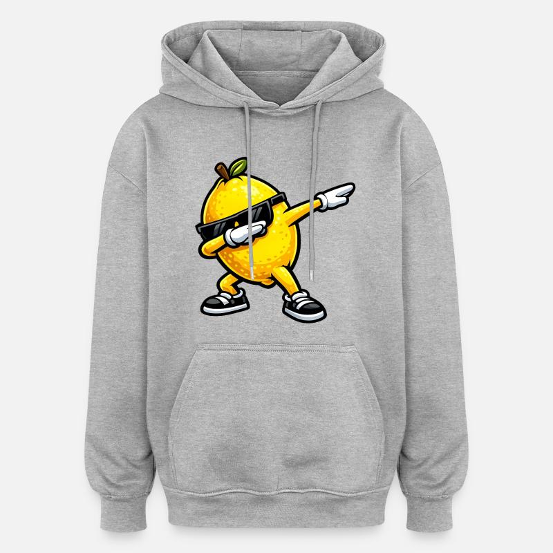 Dabbing Zitrone - Oversized Unisex Hoodie - Grau meliert
