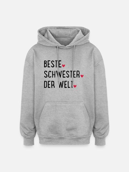 Schwester - Oversized Unisex Hoodie - Grau meliert