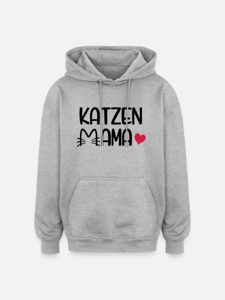 Katzen Mama - Oversized Unisex Hoodie - Grau meliert