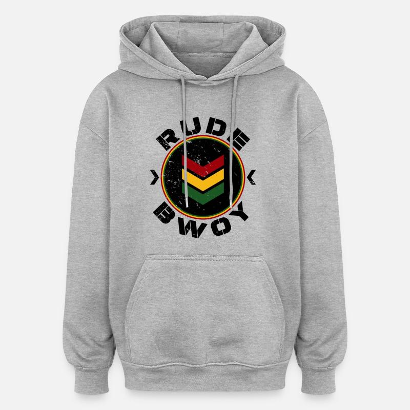 Rude Bwoy - Sweat à capuche oversize unisexe - gris chiné