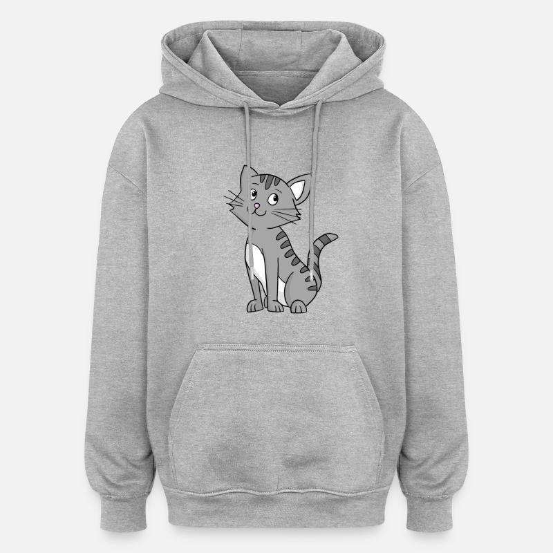 Graue Katze - Oversized Unisex Hoodie - Grau meliert