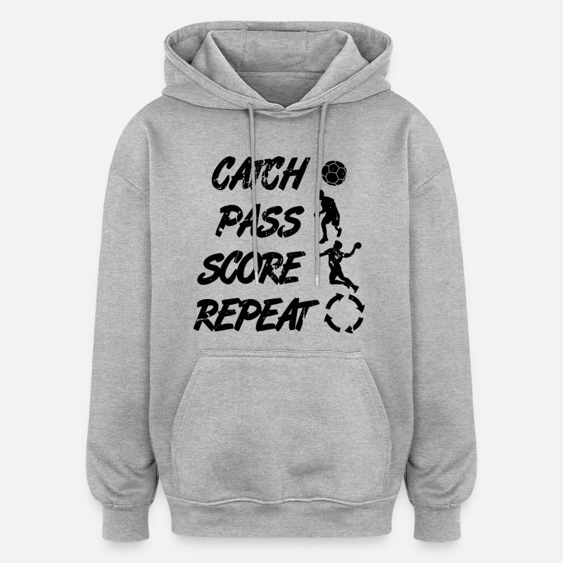 Attraper, passer, répéter, points - Sweat à capuche oversize unisexe - gris chiné