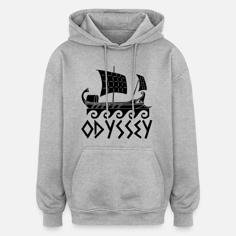 Ulysse et son odyssée (noir) - Sweat à capuche oversize unisexe - gris chiné