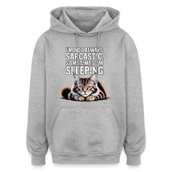 Sarkastischer Katzenschlaf - Oversized Unisex Hoodie - Grau meliert - Vorne - Noah (186cm)