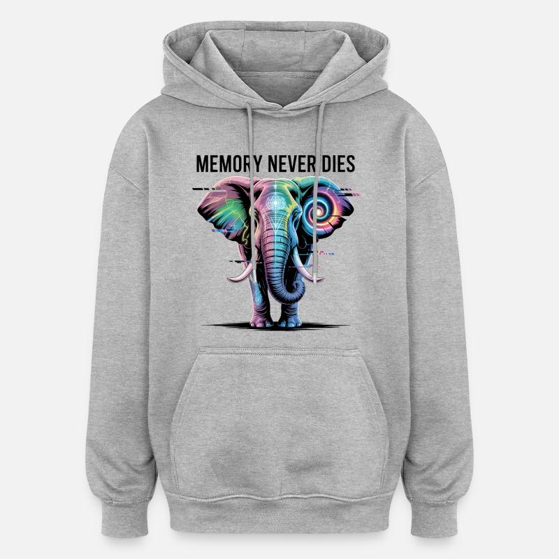 Psychedelischer Elefant mit kosmischer Spirale - Oversized Unisex Hoodie - Grau meliert