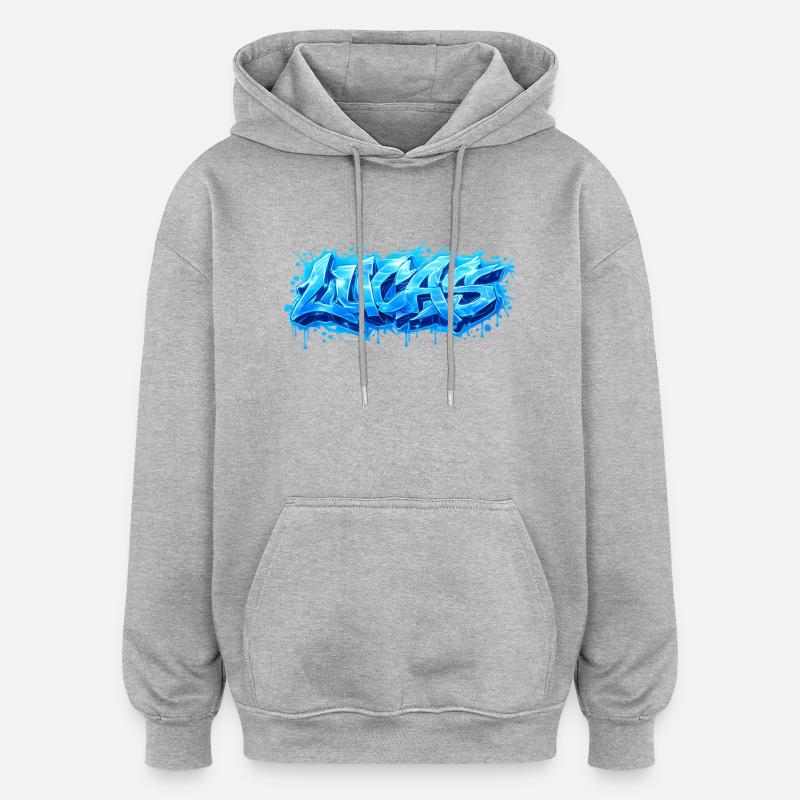 Graffiti LUCAS Name Geschenk Ideal druckbar - Oversized Unisex Hoodie - Grau meliert