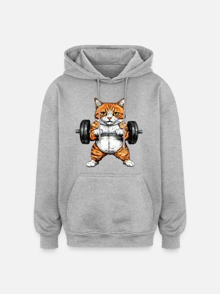 Cat Fitness - Oversized Unisex Hoodie - heather grey