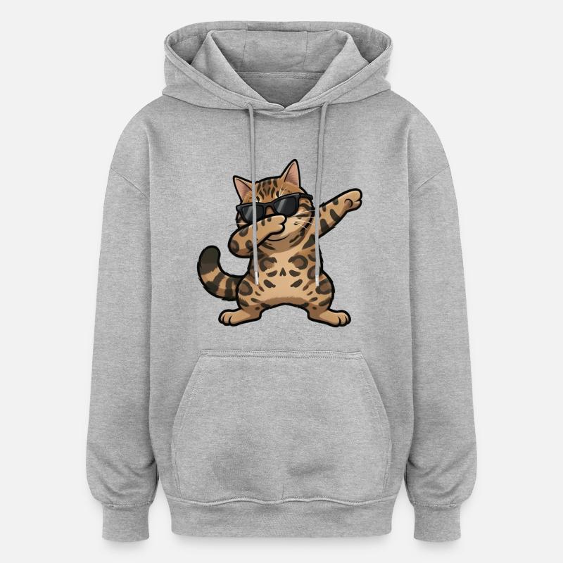 Kot Bengal Dabbing - Bluza z kapturem oversize typu unisex - szary melanż