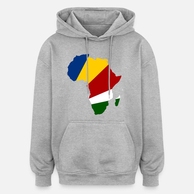 Seychellen_Flagge_Afrika - Sweat à capuche oversize unisexe - gris chiné