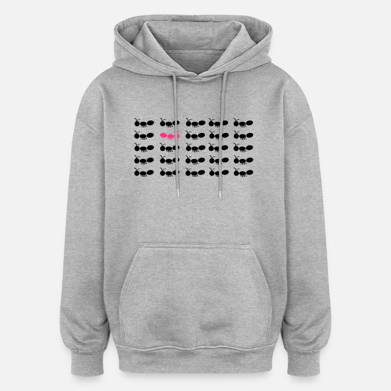 être différent fourmi rose - Sweat à capuche oversize unisexe - gris chiné