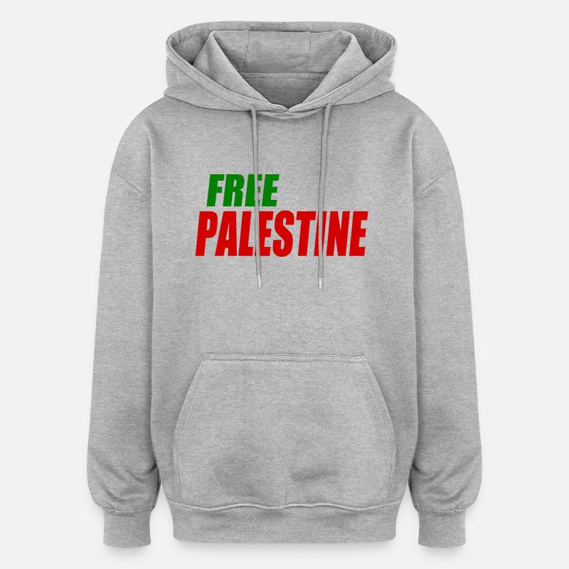 Free palestine - Sweat à capuche oversize unisexe - gris chiné