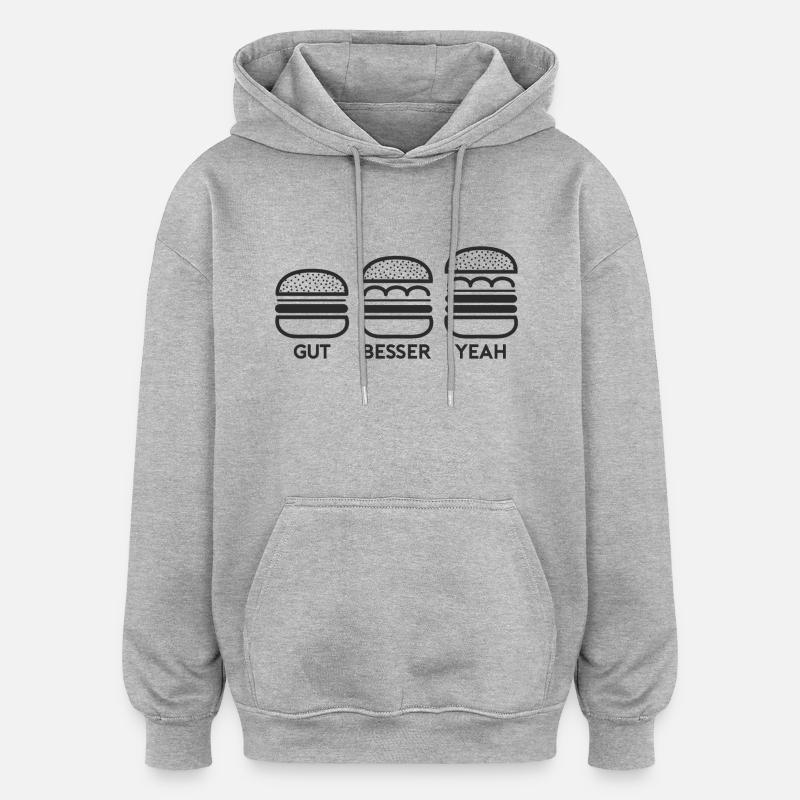 GUT BESSER YEAH BURGER - Oversized Unisex Hoodie - Grau meliert