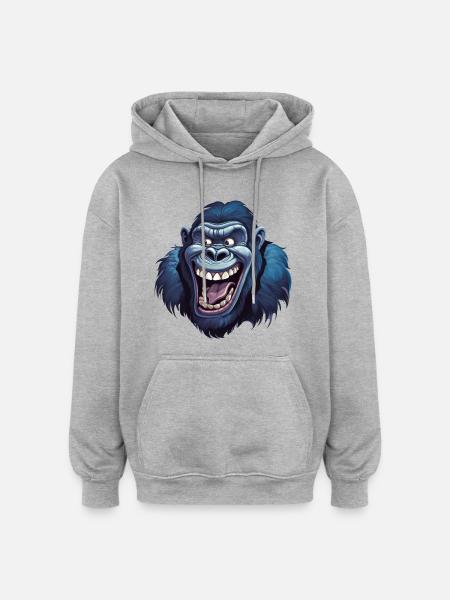 Funny gorilla grins - Oversized Unisex Hoodie - heather grey