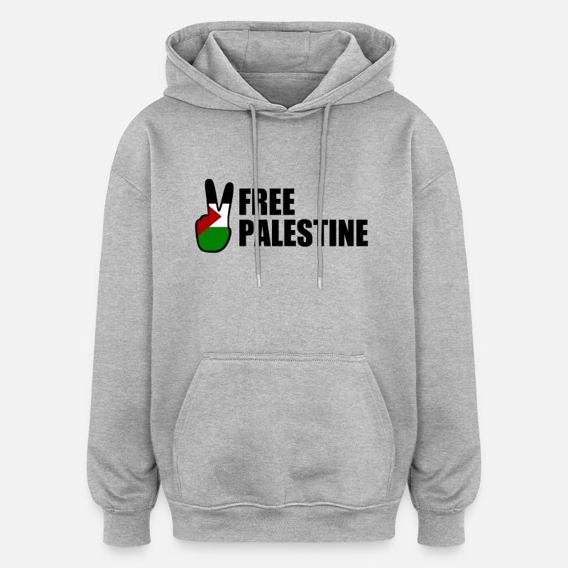 Free palestine - Sweat à capuche oversize unisexe - gris chiné