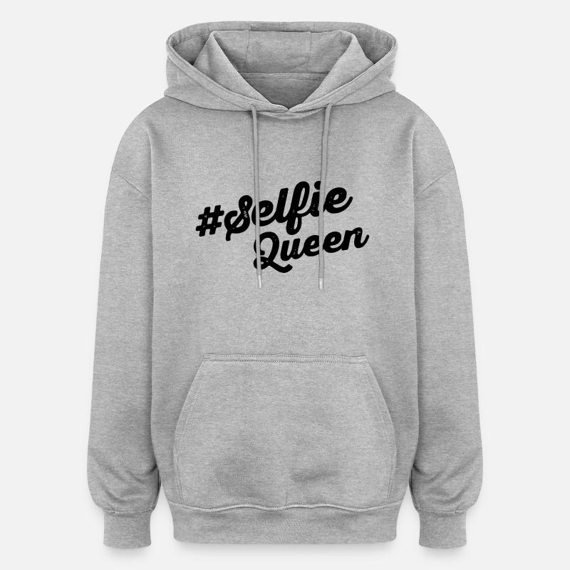 SelfieQueen - Sweat à capuche oversize unisexe - gris chiné