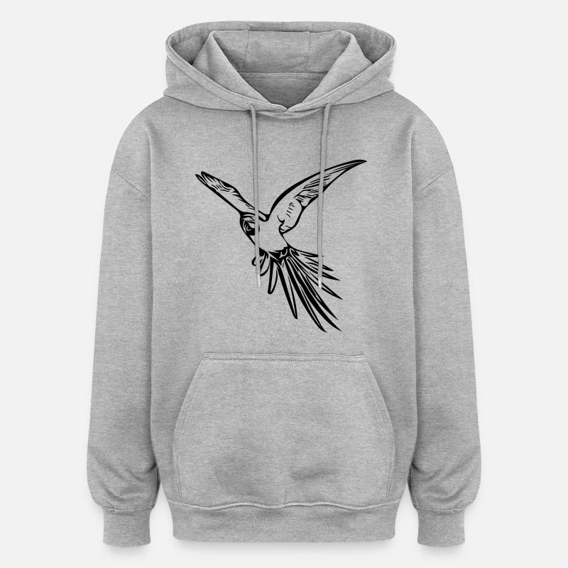 perroquet - Sweat à capuche oversize unisexe - gris chiné