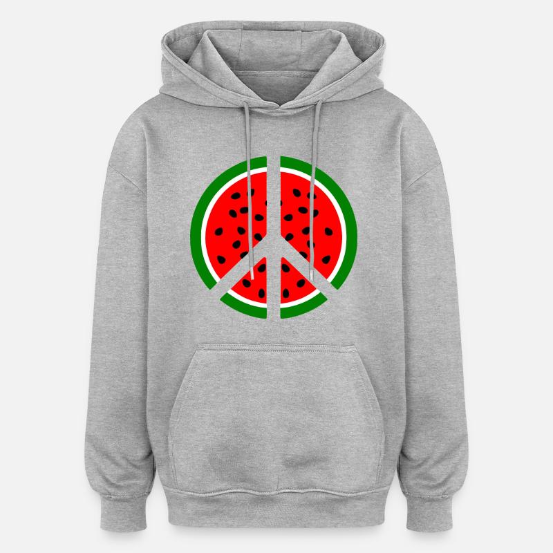 Wassermelone melone peacezeichen - Oversized Unisex Hoodie - Grau meliert