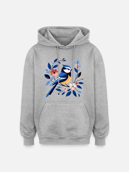 Blaumeise - Oversized Unisex Hoodie - Grau meliert