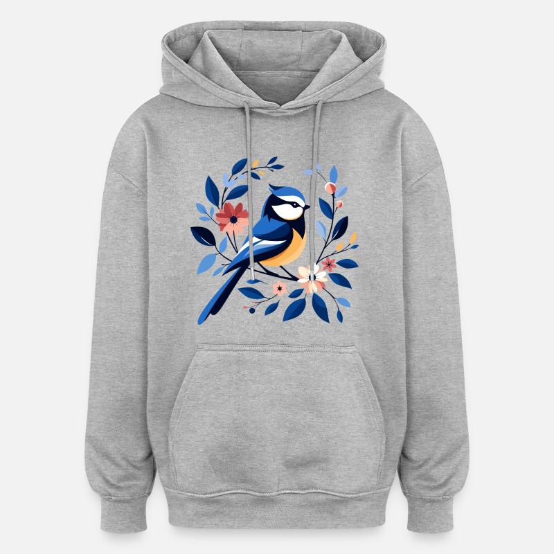 Bleu - Sweat à capuche oversize unisexe - gris chiné