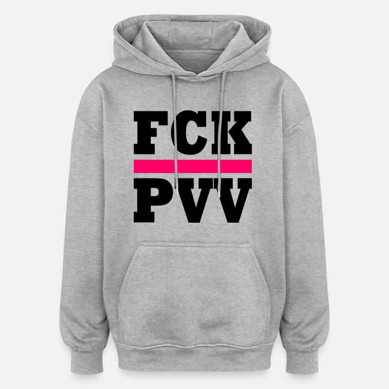 pvv - Sweat à capuche oversize unisexe - gris chiné