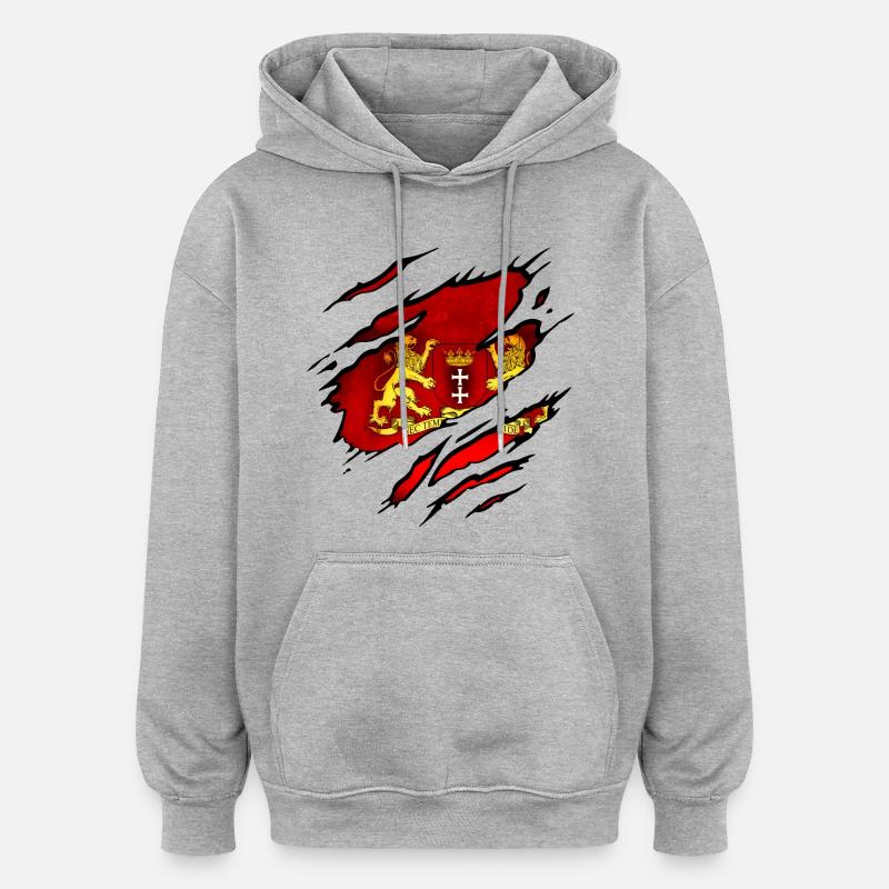 Gdansk - Pologne - Sweat à capuche oversize unisexe - gris chiné