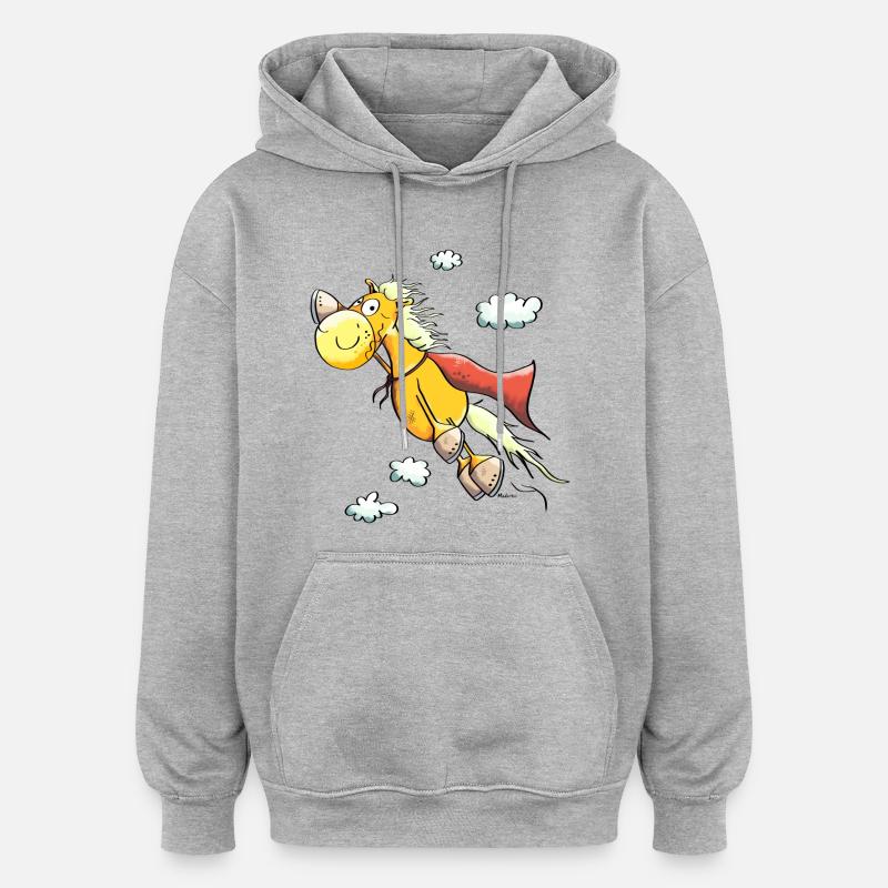 Super Cheval - Sweat à capuche oversize unisexe - gris chiné