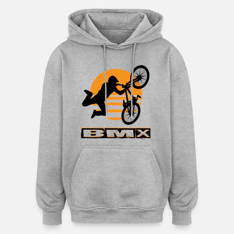 Vélo BMX - Sweat à capuche oversize unisexe - gris chiné
