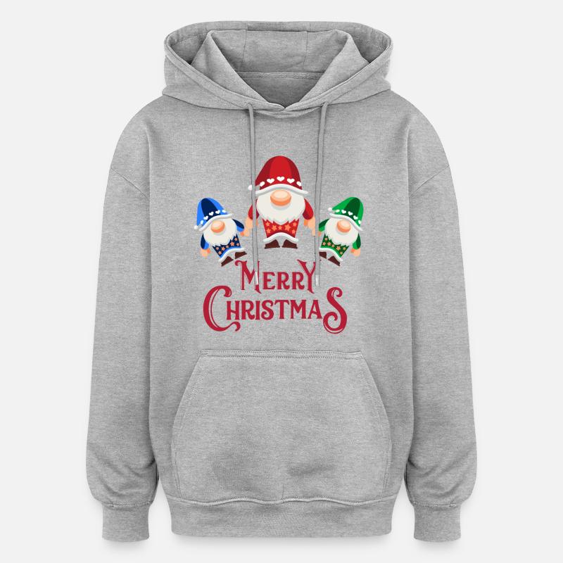 Trio de Gnoment Joyeux - Sweat à capuche oversize unisexe - gris chiné