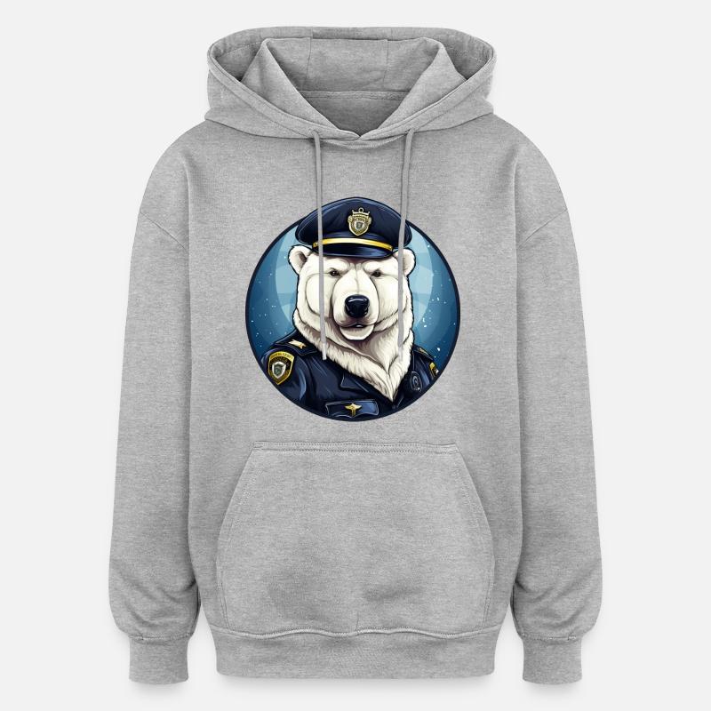 Police de l’ours polaire - Sweat à capuche oversize unisexe - gris chiné