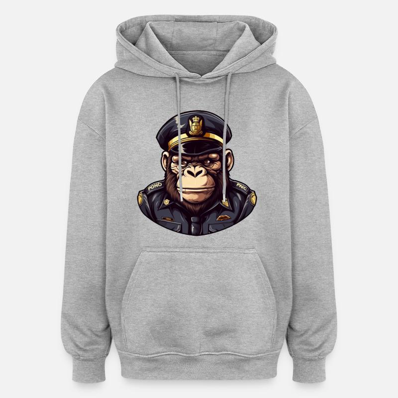 Singe policier - Sweat à capuche oversize unisexe - gris chiné