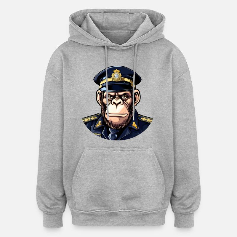Policier chimpanzé - Sweat à capuche oversize unisexe - gris chiné