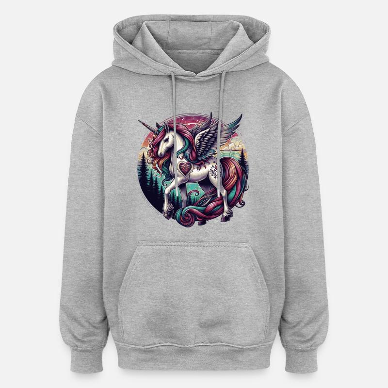 einhorn einhörner - Oversized Unisex Hoodie - Grau meliert